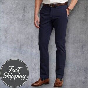 $115 POLO RALPH LAUREN Mens Chino Pants 36Wx29L Navy Straight Fit Stretch Cotton